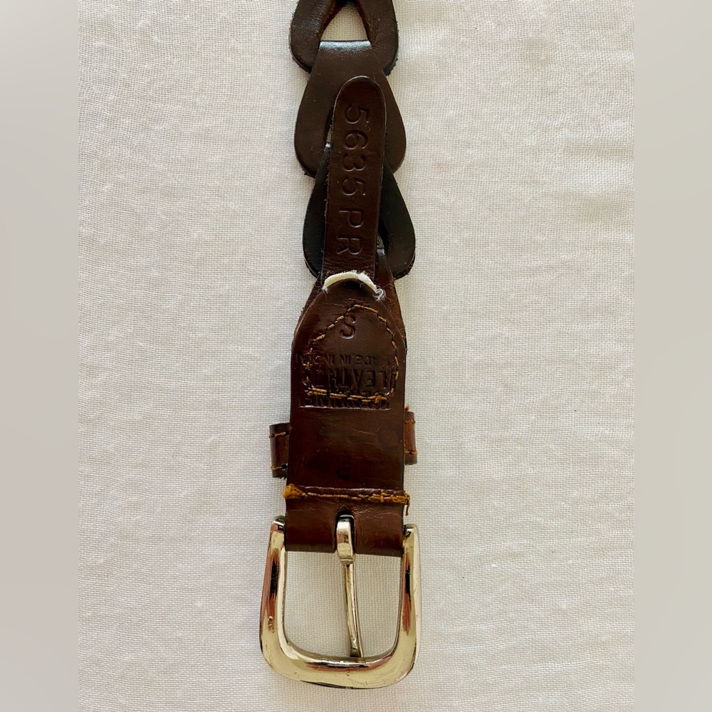 Braided Brown Leather Waist Belt - Small to Medium - Picture 7 of 8